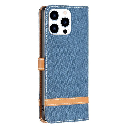 For iPhone 16 Pro Max Case Jeans Cloth Texture Leather Wallet Cover