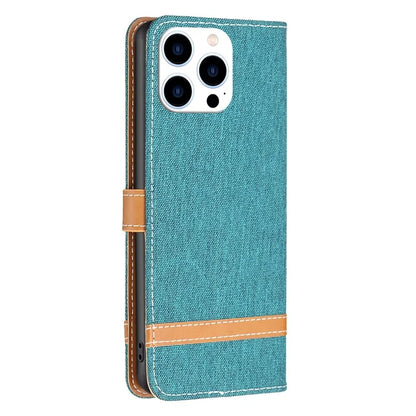 For iPhone 16 Pro Max Case Jeans Cloth Texture Leather Wallet Cover
