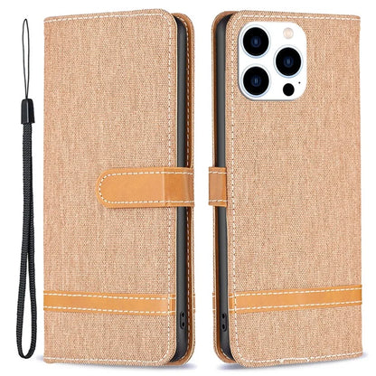 For iPhone 16 Pro Max Case Jeans Cloth Texture Leather Wallet Cover