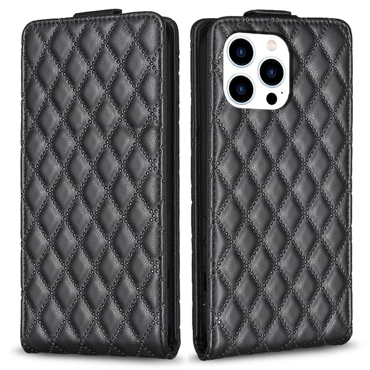 BF30 For iPhone 16 Pro Max Case Rhombus Grid Vertical Flip Leather Phone Cover