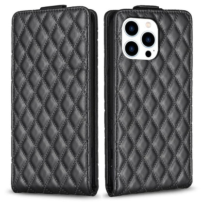 BF30 For iPhone 16 Pro Max Case Rhombus Grid Vertical Flip Leather Phone Cover