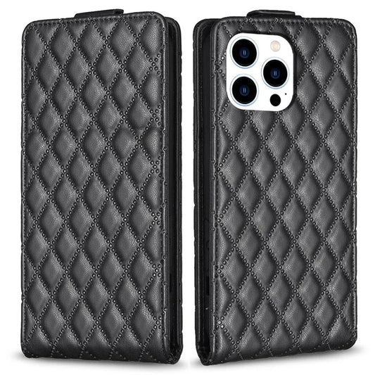 BF30 For iPhone 16 Pro Max Case Rhombus Grid Vertical Flip Leather Phone Cover