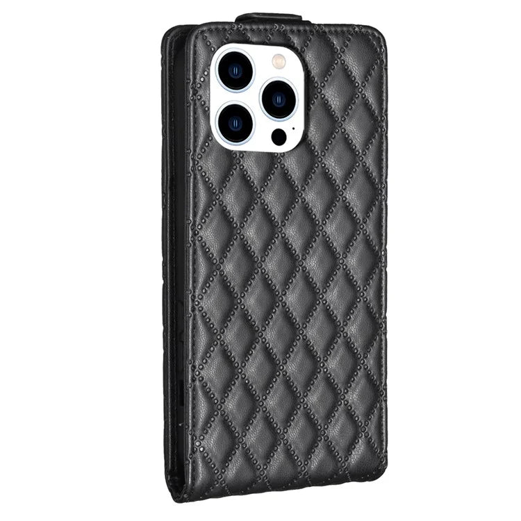 BF30 For iPhone 16 Pro Max Case Rhombus Grid Vertical Flip Leather Phone Cover