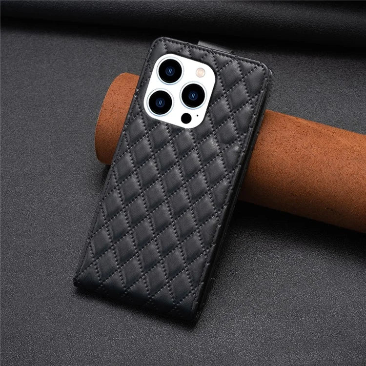 BF30 For iPhone 16 Pro Max Case Rhombus Grid Vertical Flip Leather Phone Cover