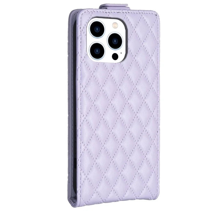 BF30 For iPhone 16 Pro Max Case Rhombus Grid Vertical Flip Leather Phone Cover