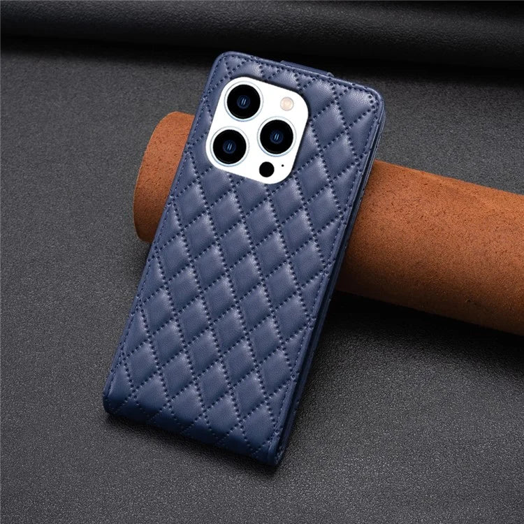 BF30 For iPhone 16 Pro Max Case Rhombus Grid Vertical Flip Leather Phone Cover