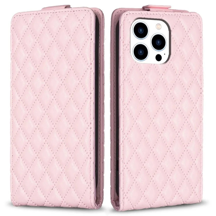 BF30 For iPhone 16 Pro Max Case Rhombus Grid Vertical Flip Leather Phone Cover