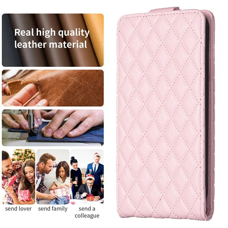 BF30 For iPhone 16 Pro Max Case Rhombus Grid Vertical Flip Leather Phone Cover
