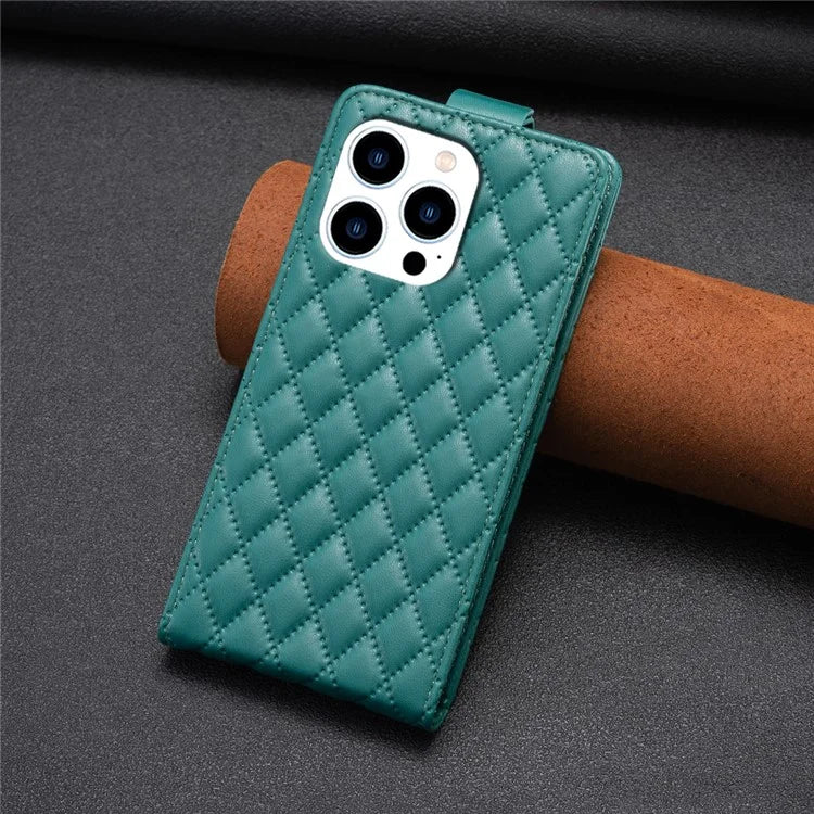 BF30 For iPhone 16 Pro Max Case Rhombus Grid Vertical Flip Leather Phone Cover