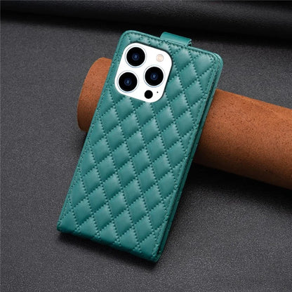 BF30 For iPhone 16 Pro Max Case Rhombus Grid Vertical Flip Leather Phone Cover