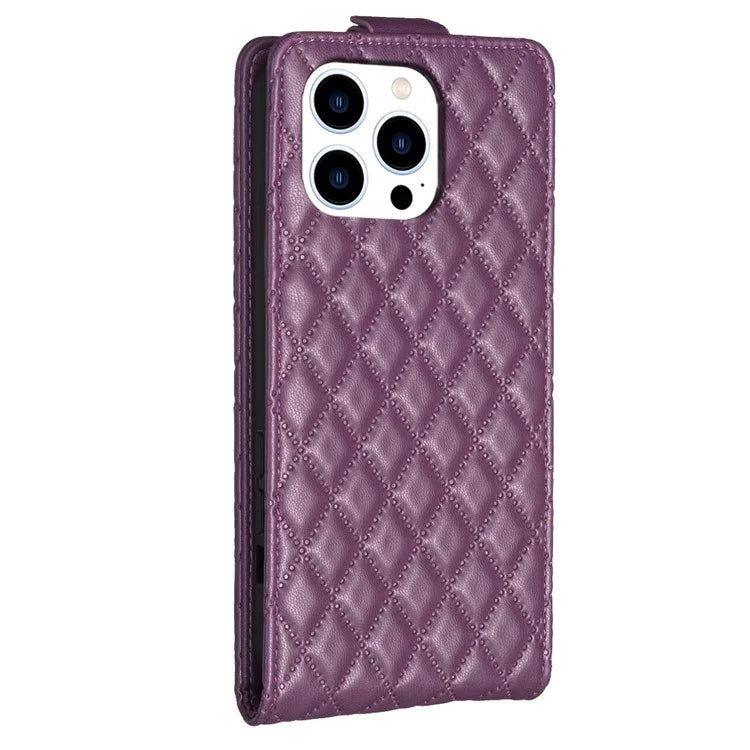 BF30 For iPhone 16 Pro Max Case Rhombus Grid Vertical Flip Leather Phone Cover