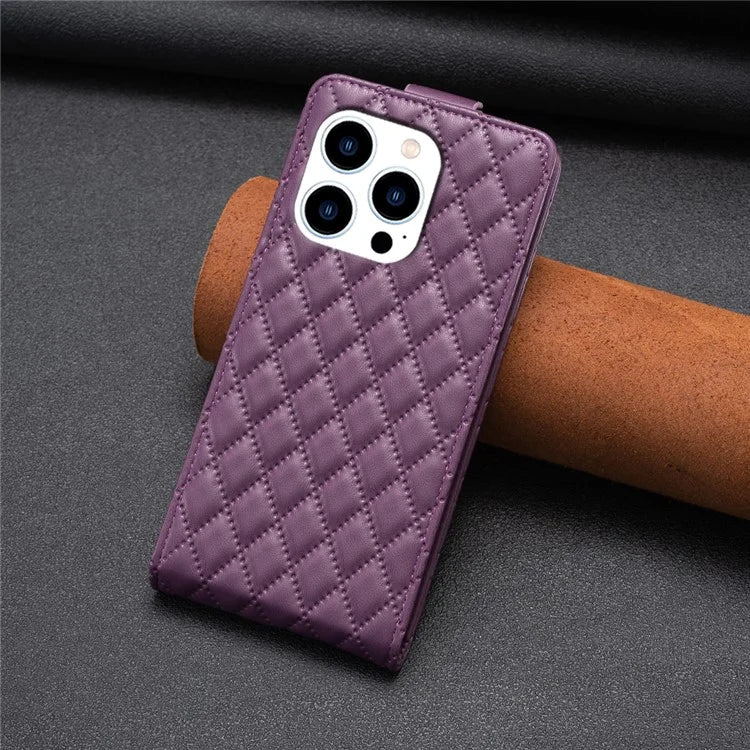 BF30 For iPhone 16 Pro Max Case Rhombus Grid Vertical Flip Leather Phone Cover