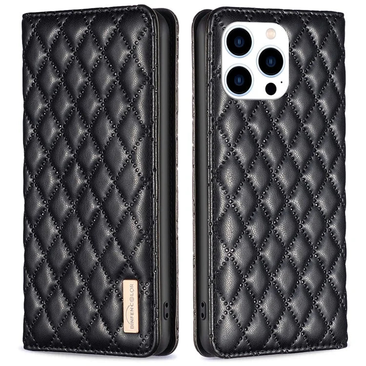 BINFEN COLOR BF Style-16 For iPhone 16 Pro Max Case PU Leather Phone Cover with Card Slots