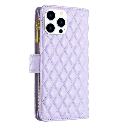 BINFEN COLOR BF Style-15 For iPhone 16 Pro Max Case Rhombus Imprint Leather Phone Cover