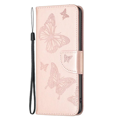 For iPhone 16 Pro Max Case Wallet Leather Phone Cover ButterflyImprinted Gold