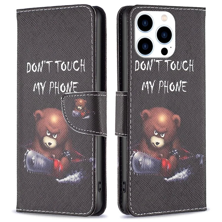 For iPhone 16 Pro Max Case Pattern Print PU Leather Phone Cover with Wallet