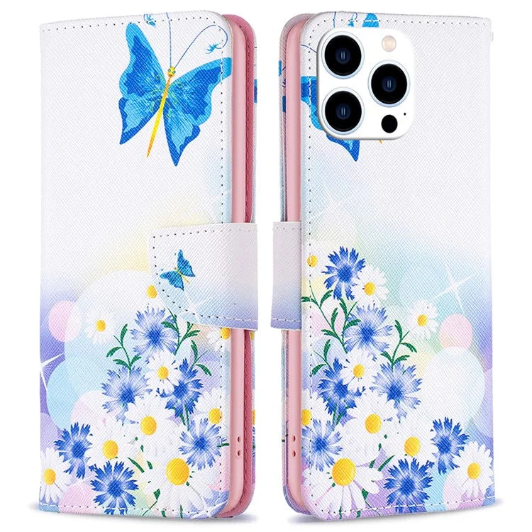 For iPhone 16 Pro Max Case Pattern Print PU Leather Phone Cover with Wallet