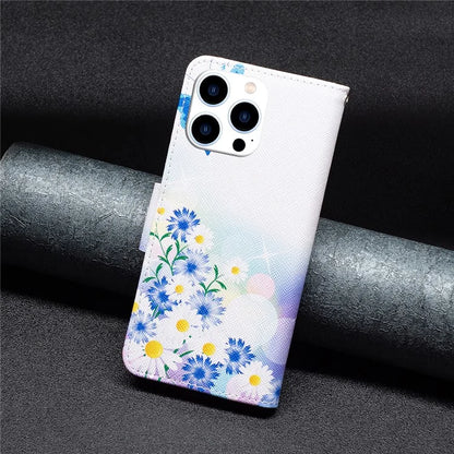 For iPhone 16 Pro Max Case Pattern Print PU Leather Phone Cover with Wallet