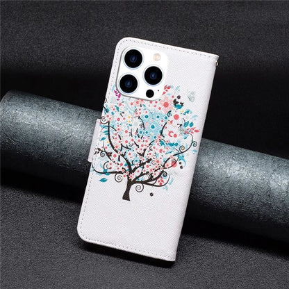 For iPhone 16 Pro Max Case Pattern Print PU Leather Phone Cover with Wallet