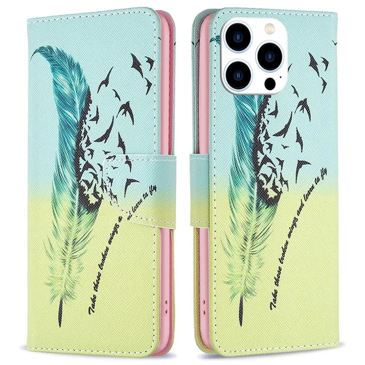 For iPhone 16 Pro Max Case Pattern Print PU Leather Phone Cover with Wallet