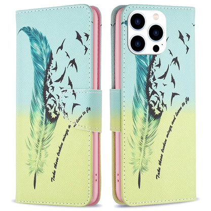 For iPhone 16 Pro Max Case Pattern Print PU Leather Phone Cover with Wallet