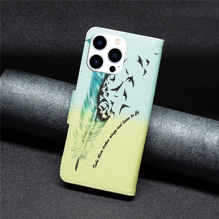 For iPhone 16 Pro Max Case Pattern Print PU Leather Phone Cover with Wallet