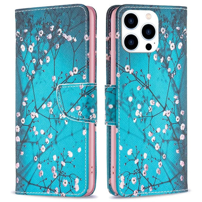 For iPhone 16 Pro Max Case Pattern Print PU Leather Phone Cover with Wallet