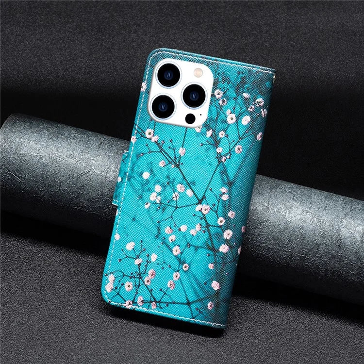 For iPhone 16 Pro Max Case Pattern Print PU Leather Phone Cover with Wallet