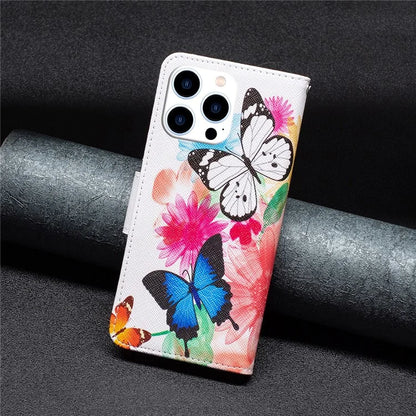 For iPhone 16 Pro Max Case Pattern Print PU Leather Phone Cover with Wallet