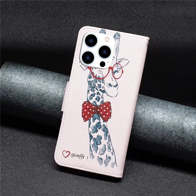 For iPhone 16 Pro Max Case Pattern Print PU Leather Phone Cover with Wallet