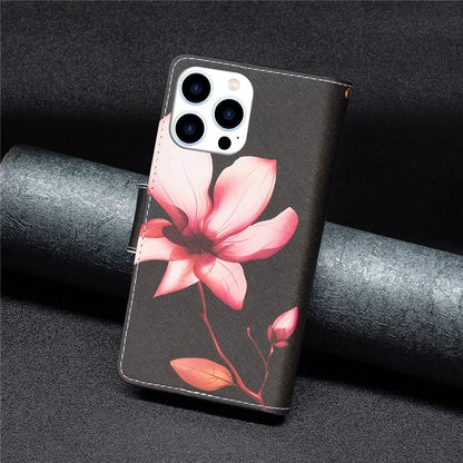BF03 For iPhone 16 Pro Max Case Pattern Printing Zipper Leather Phone Cover