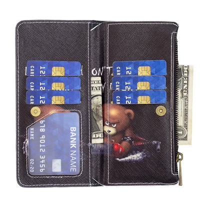 BF03 For iPhone 16 Pro Max Case Pattern Printing Zipper Leather Phone Cover