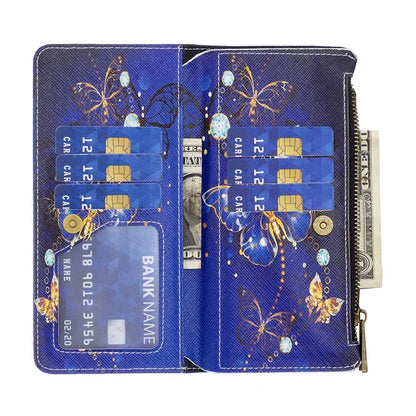 BF03 For iPhone 16 Pro Max Case Pattern Printing Zipper Leather Phone Cover