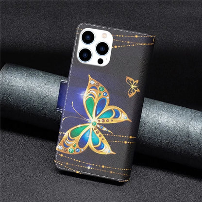 BF03 For iPhone 16 Pro Max Case Pattern Printing Zipper Leather Phone Cover