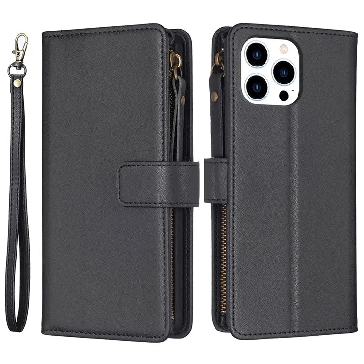 BF Style-19 for iPhone 16 Pro Max Case PU Leather Zipper Wallet Flip Phone Cover