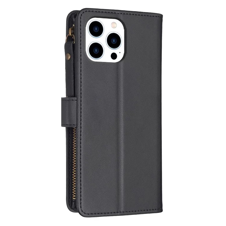 BF Style-19 for iPhone 16 Pro Max Case PU Leather Zipper Wallet Flip Phone Cover