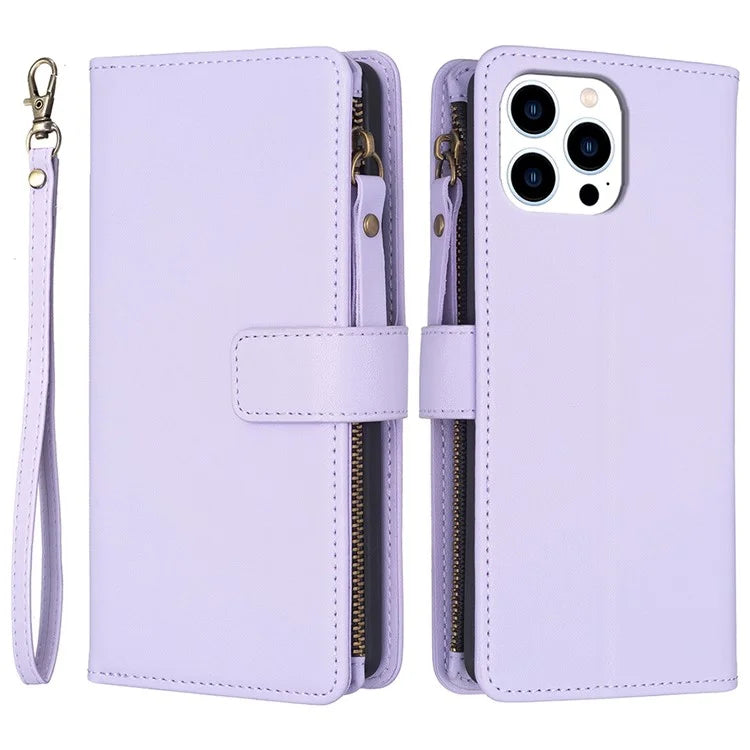 BF Style-19 for iPhone 16 Pro Max Case PU Leather Zipper Wallet Flip Phone Cover