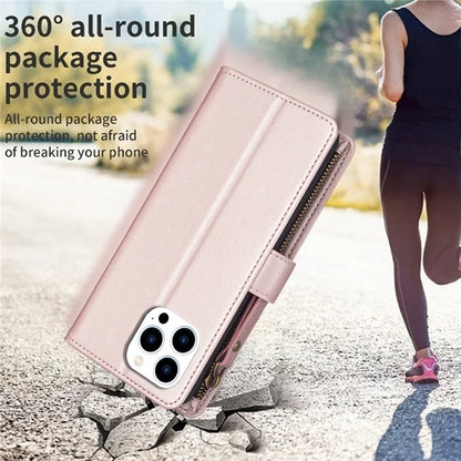 BF Style-19 for iPhone 16 Pro Max Case PU Leather Zipper Wallet Flip Phone Cover