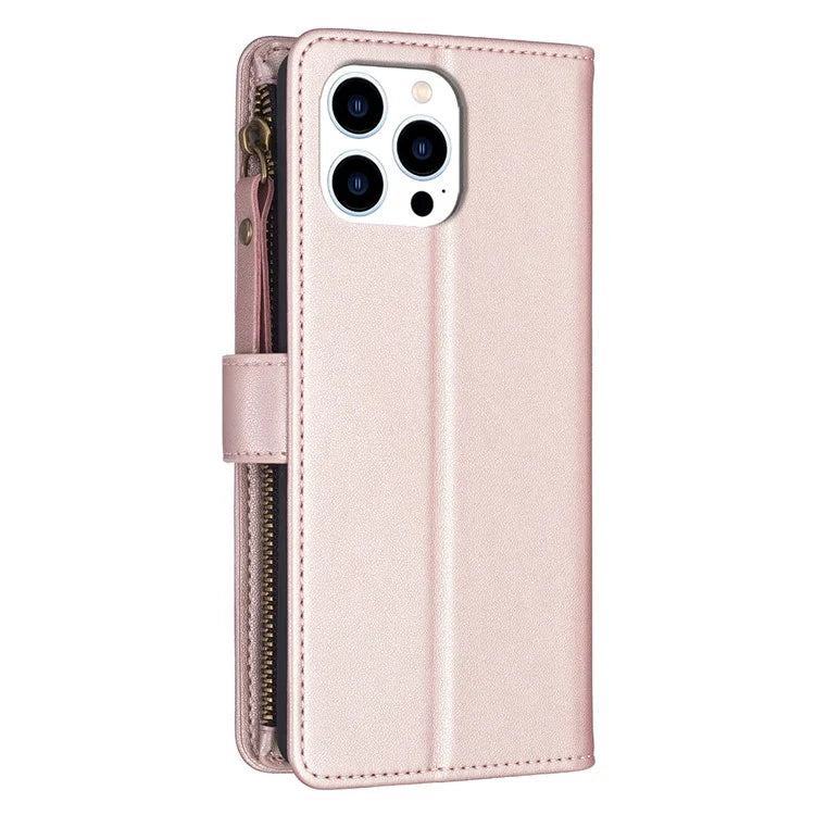 BF Style-19 for iPhone 16 Pro Max Case PU Leather Zipper Wallet Flip Phone Cover