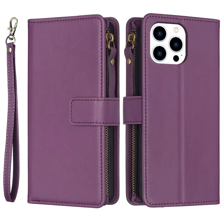 BF Style-19 for iPhone 16 Pro Max Case PU Leather Zipper Wallet Flip Phone Cover