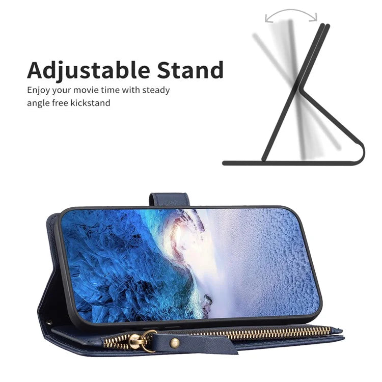 BF Style-19 for iPhone 16 Pro Max Case PU Leather Zipper Wallet Flip Phone Cover