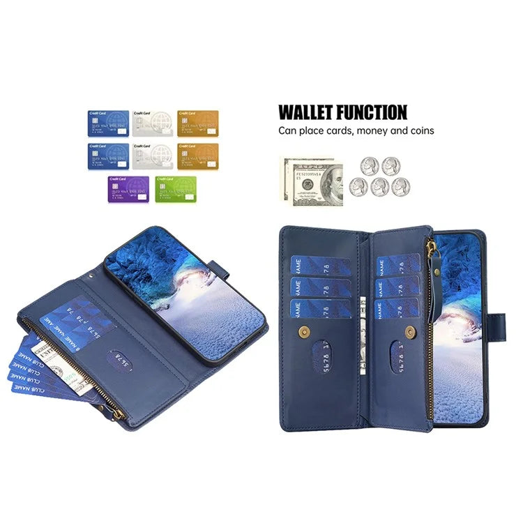 BF Style-19 for iPhone 16 Pro Max Case PU Leather Zipper Wallet Flip Phone Cover