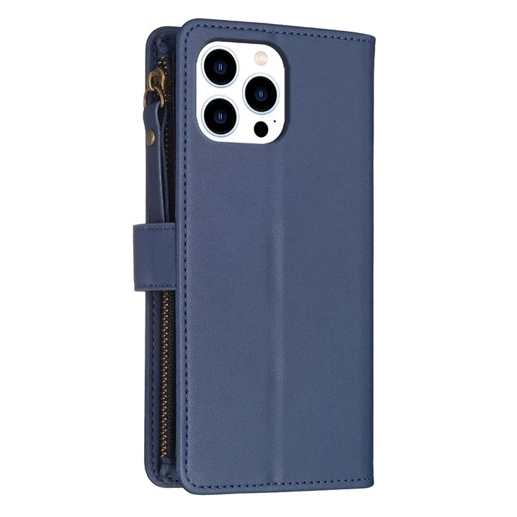 BF Style-19 for iPhone 16 Pro Max Case PU Leather Zipper Wallet Flip Phone Cover