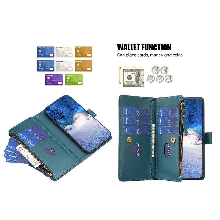 BF Style-19 for iPhone 16 Pro Max Case PU Leather Zipper Wallet Flip Phone Cover