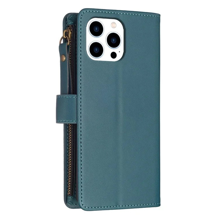 BF Style-19 for iPhone 16 Pro Max Case PU Leather Zipper Wallet Flip Phone Cover