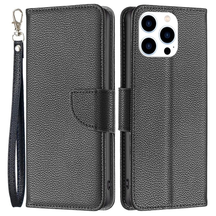 For iPhone 16 Pro Max Case Wallet Litchi Texture Leather Phone Cover