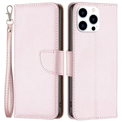 For iPhone 16 Pro Max Case Wallet Litchi Texture Leather Phone Cover