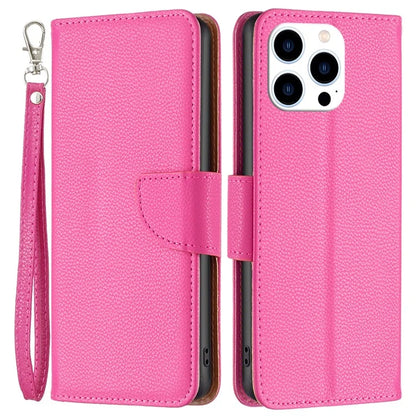 For iPhone 16 Pro Max Case Wallet Litchi Texture Leather Phone Cover