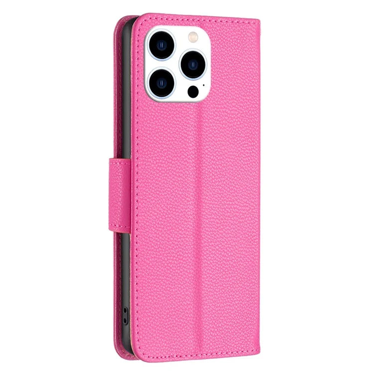 For iPhone 16 Pro Max Case Wallet Litchi Texture Leather Phone Cover
