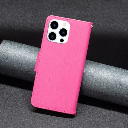 For iPhone 16 Pro Max Case Wallet Litchi Texture Leather Phone Cover
